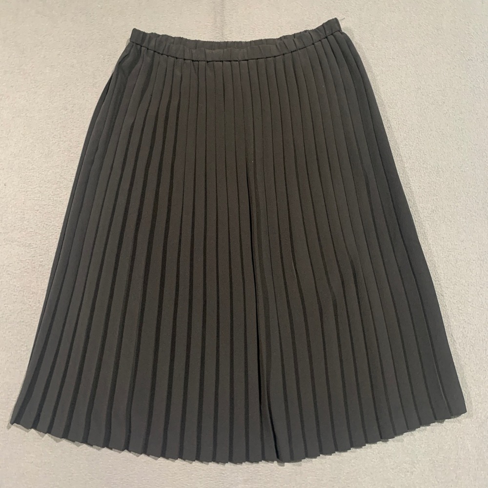 Da-Rue‎ of California Vintage Black Pleated Midi Skirt Elastic Waist Size 14 USA